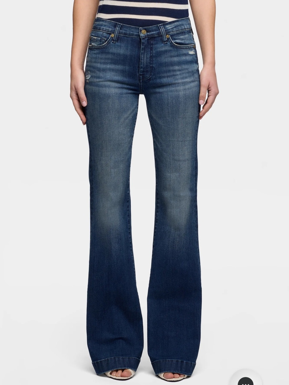 7 For All Mankind Medium Blue Wide-Leg Jeans